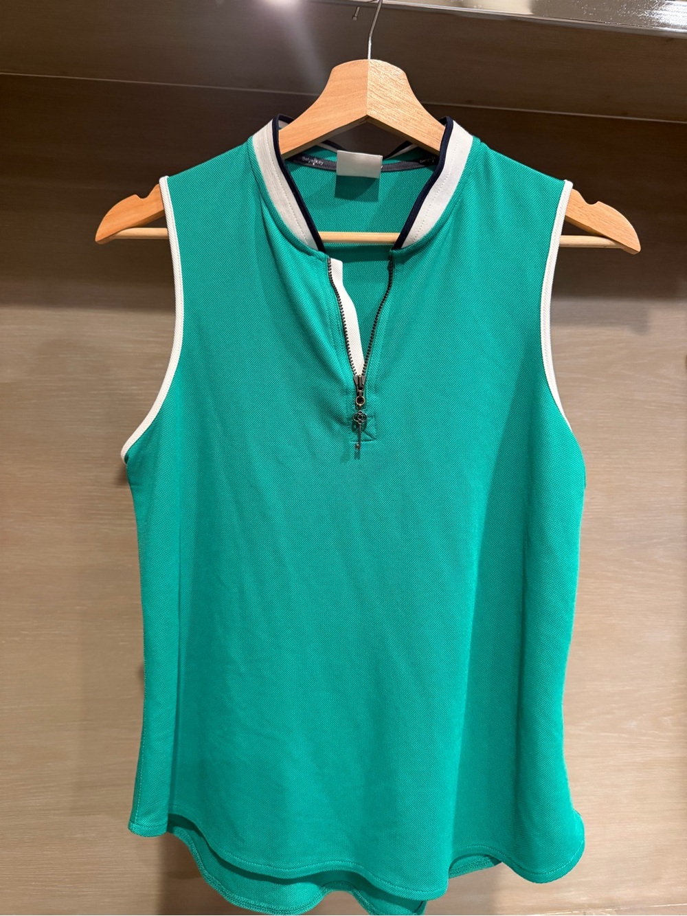 Belyn Key - Green Sleeveless Polo Tank with White Trim